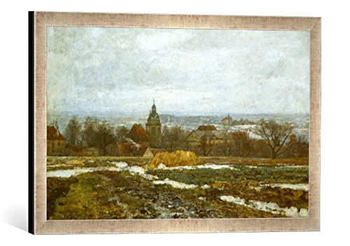 Gerahmtes Bild von Paul Baum Meißen im Frühwinter, Kunstdruck im hochwertigen handgefertigten Bilder-Rahmen, 60x40 cm, Silber Raya von kunst für alle