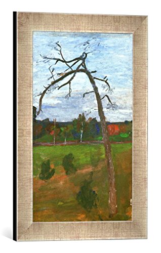 Gerahmtes Bild von Paula Modersohn-Becker Kahler Baum vor Landschaft, Kunstdruck im hochwertigen handgefertigten Bilder-Rahmen, 30x40 cm, Silber Raya von kunst für alle