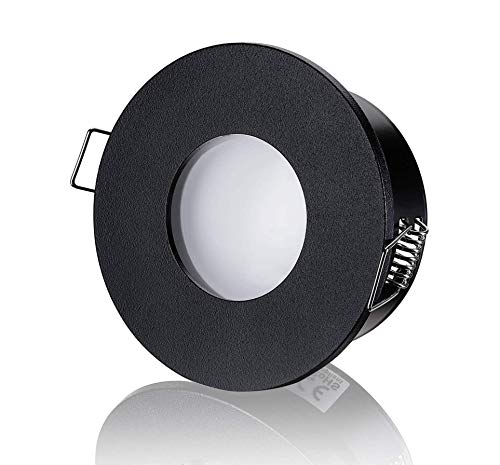 lambado® LED Spots Flach für Badezimmer IP65 in Schwarz - Moderne Deckenstrahler/Einbaustrahler für Außen inkl. 230V 5W Strahler warmweiß dimmbar - Hell & Sparsam von lambado