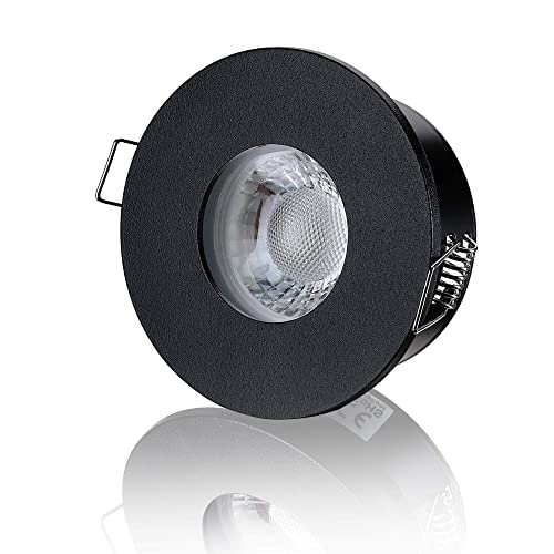 lambado® LED Spots für Badezimmer IP65 in Schwarz - Moderne Deckenstrahler/Einbaustrahler für Außen inkl. 230V 5W GU10 Strahler warmweiß - Hell & Sparsam von lambado