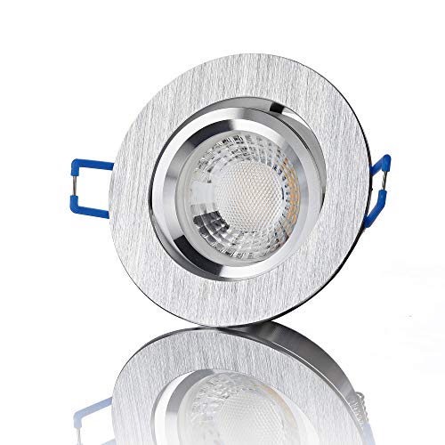 lambado® Premium LED Spot 230V Alu gebürstet - Hell & Sparsam inkl. 5W GU10 Strahler neutralweiß - Moderne Beleuchtung durch zeitlose Einbaustrahler/Deckenstrahler von lambado