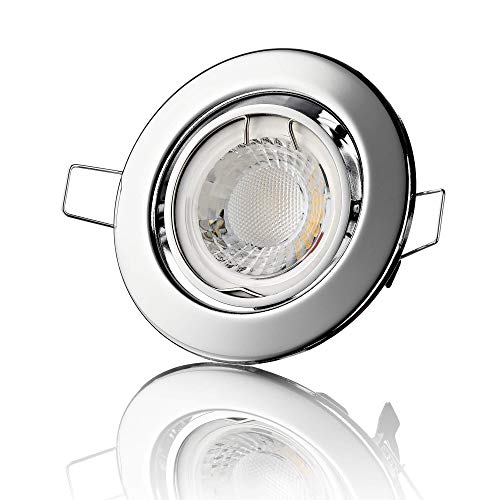 lambado® Premium LED Spot 230V Chrom - Hell & Sparsam inkl. 5W GU10 Strahler neutralweiß - Moderne Beleuchtung durch zeitlose Einbaustrahler/Deckenstrahler von lambado