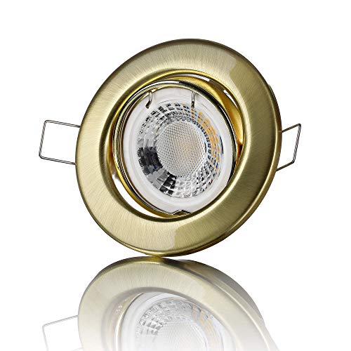 lambado® Premium LED Spot 230V Flach Gold - Hell & Sparsam inkl. 5W Strahler neutralweiß dimmbar - Moderne Beleuchtung durch zeitlose Einbaustrahler/Deckenstrahler von lambado