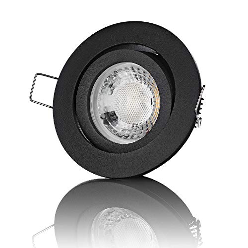 lambado® Premium LED Spot 230V Schwarz - Hell & Sparsam inkl. 5W GU10 Strahler warmweiß - Moderne Beleuchtung durch zeitlose Einbaustrahler/Deckenstrahler von lambado