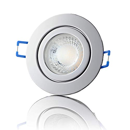 lambado® Premium LED Spot IP44 Chrom - Hell & Sparsam inkl. 230V 5W GU10 Strahler neutralweiß - Moderne Beleuchtung durch zeitlose Bad-Einbaustrahler/Deckenstrahler für Außen von lambado