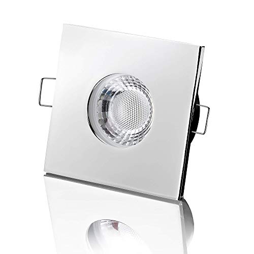 lambado® Premium LED Spots IP65 Flach für Badezimmer in Chrom - Moderne Deckenstrahler/Einbaustrahler für Außen inkl. 230V 5W Strahler neutralweiß dimmbar - Hell & Sparsam von lambado