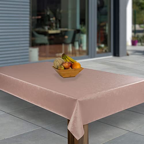 laro Wachstuch-Tischdecke Abwaschbar Garten-Tischdecke Wachstischdecke PVC Plastik-Tischdecken Eckig Meterware Wasserabweisend Abwischbar, Muster:Rosa geprägt Metallic Ornament, Größe:118x240 von laro