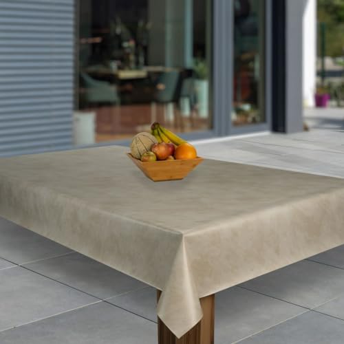 laro Wachstuch-Tischdecke Abwaschbar Garten-Tischdecke Wachstischdecke PVC Plastik-Tischdecken Eckig Meterware Wasserabweisend Abwischbar G03, Muster:Beige Grau Metallic, Größe:100x160 von laro