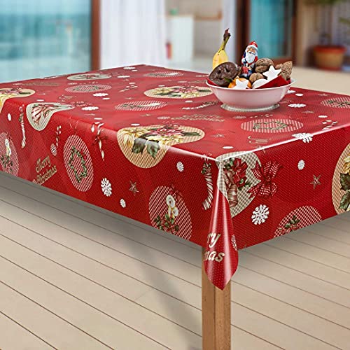 laro Wachstuch-Tischdecke Sterne Weihnachten Weihnachts-Motive PVC Wachstischdecke Eckig Meterware Wasserabweisend Abwischbar |20|, Muster:Weihnachtsglocke Stern, Größe:130-160 cm von laro