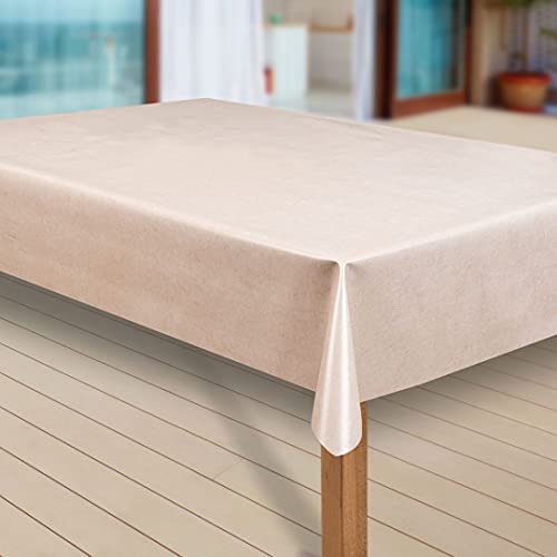 laro Wachstuch-Tischdecke Sterne Weihnachten Weihnachts-Motive PVC Wachstischdecke Eckig Meterware Wasserabweisend Abwischbar |21|, Muster:Uni Creme-beige meliert, Größe:130x140 von laro