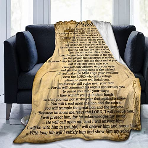 Psalm 91 Decke Christliche Geschenke (203,2 x 152,4 cm) - Religiöse Überwurfdecke, weich, leicht, gemütlich, Plüsch, warme Decken für Damen und Herren von launamren