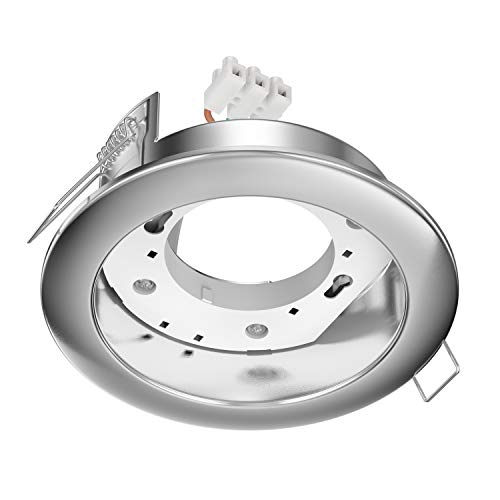 ledscom.de Deckeneinbauleuchte ZOBE II, edelstahl matt, rund, 107mm Ø, 1x GX53 max. 25W, Deckenstrahler, Einbauleuchte, Halterung, Deckenlampe, Deckeneinbaustrahler, Spots, Einbaustrahler von ledscom.de