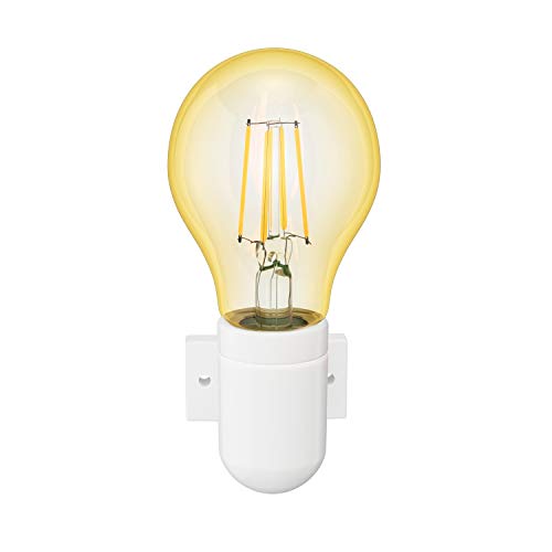 ledscom.de E27 Porzellan Wand-Fassung FEL, weiß, inkl. E27 Lampe Vintage gold (extra-warmweiß 3,99W 471lm) von ledscom.de