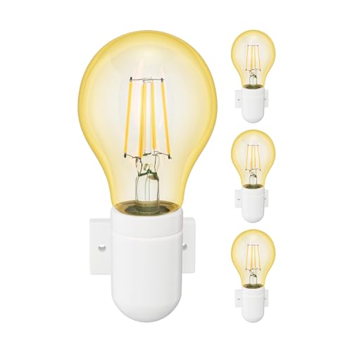 ledscom.de 4 Stück E27 Porzellan Wand-Fassung FEL, weiß, inkl. E27 Lampe Vintage gold (extra-warmweiß 3,99W 471lm) von ledscom.de