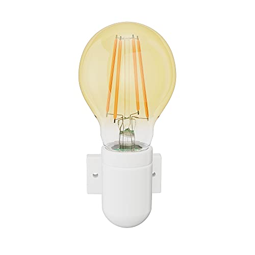 ledscom.de E27 Porzellan Wand-Fassung FEL, weiß, inkl. Lampe gold max. 778lm, 3-Stufen dimmen, extra-warmweiß von ledscom.de