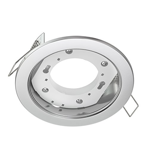 ledscom.de Deckeneinbauleuchte ZOBE, edelstahl matt, rund, 107mm Ø, 1x GX53 max. 25W, Spots, Einbaustrahler, Einbaurahmen, Rahmen, Deckenleuchte, Strahler, Einbauleuchten, Deckenspots, Flach von ledscom.de