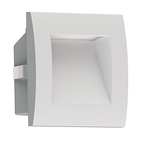 ledscom.de LED Wandeinbauleuchte ZIBAL, Downlight für außen, IP65 matt, 90 x 90mm, warmweiß, Wand, Außenwand, Hauswand, Terrasse, Garten, Balkon, Einfahrt, Carport, Einbauspot, Treppenlicht von ledscom.de