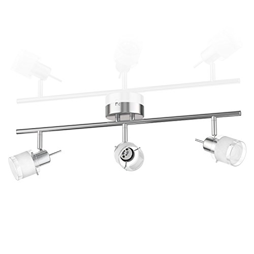 ledscom.de Deckenleuchte MIRAS, 3-flammig, edelstahl matt, 3x GU10 max. 25W, Energiesparend, Flexibel, Moderne, Led, Deckenlampe, Drei flammig, Lampe, Deckenstrahler, Glas, Wohnzimmer, Innen von ledscom.de