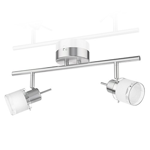 ledscom.de Deckenleuchte MIRAS, 2-flammig, edelstahl matt, 2x GU10 max. 25W, Energiesparend, Flexibel, Moderne, Led, Deckenlampe, Zwei flammig, Lampe, Deckenstrahler, Glas, Wohnzimmer, Innen von ledscom.de