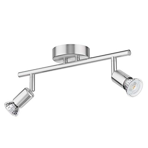 ledscom.de Deckenleuchte LUNARA, 2-flammig, Edelstahl, chrom matt, inkl. 2x LED GU10 Lampen (warmweiß, 10,8W, je 510lm, 50°) von ledscom.de