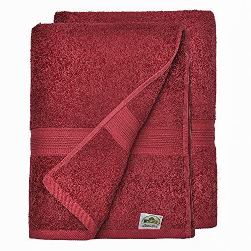 leevitex® Handtuch-Set, flauschig und saugstark, 2 Duschtücher, 70 x 140 cm, Qualität 500 g/m², 100% Baumwolle - Bordeaux von leevitex