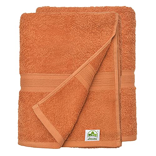 leevitex® Handtuch-Set, flauschig und saugstark, 2 Duschtücher, 70 x 140 cm, Qualität 500 g/m², 100% Baumwolle - Terrakotta von leevitex