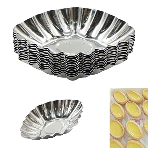 Tarteform Quicheform Egg Tart Edelstahl - Eierkuchenform Mini TöRtchenformen FöRmchen Backform Antihaftbeschichtung Mold Cupcake Kuchen Cookie Form Puddingform Backen Werkzeug Diamant-Form 20 Stück von lemgyiamz