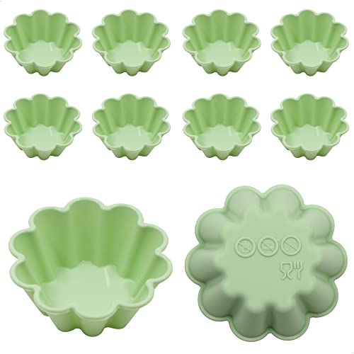 Törtchenform - Tarteform Backförmchen Silikon Törtchenformen Tartelette Förmchen Backformen Set, für mini Kuchen, mini Tarte und mini Quiche kleine Küchlein 10 PCS (Grün) von lemgyiamz