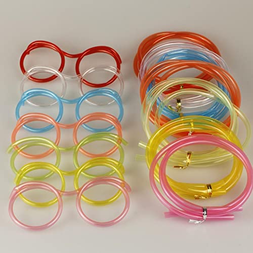 lencyotool Silly Straw Brille Brille Straws Eyeglasses Crazy Fun Loop Straws, Dumme Strohgläser, Wiederverwendbare Loop Trinkhalm Brillen, Für Kinderpartys, Jahrestreffen, Partys, Geburtstag von lencyotool