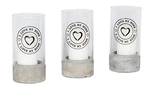 3er Set Deko-Glas 16x8cm mit Kerze Beton Zement I Love My Home Geschenk Windlicht Dekoration von levandeo