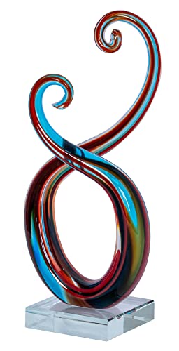Skulptur H28cm Glas Glasdeko Blau Rot Deko Design Figur Unikat Tischdeko Geschenk Dekofigur von levandeo
