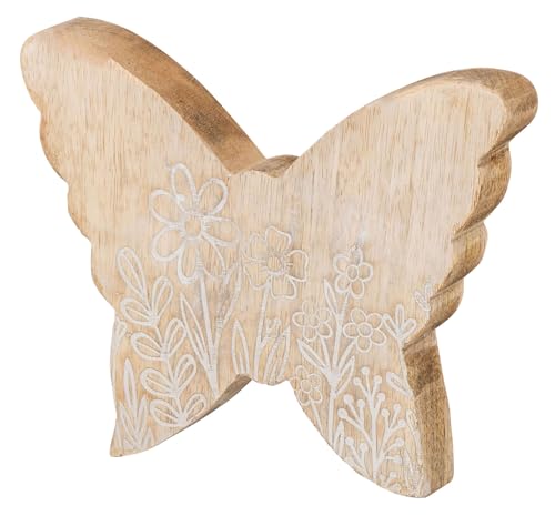 levandeo Aufsteller Schmetterling Holz 18x15cm Mango Blumen Natur Tischdeko Frühling Deko Osterdeko Figur von levandeo