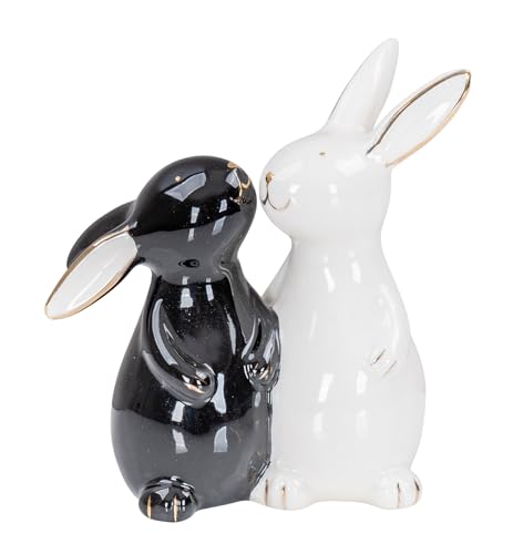 levandeo Deko Hase Paar H10cm Schwarz Weiß Gold Figur Ostern Deko Aufsteller Tischdeko von levandeo