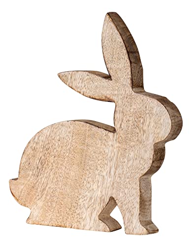 levandeo Hase H20cm Mangoholz Holz Osterhase Osterdeko Dekoaufsteller Deko Figur Frühling Ostern Tischdeko Aufsteller von levandeo