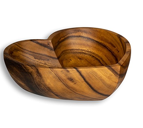 levandeo Schüssel Akazie 30x6cm Herz Holz Design Schale Obstschale Obstkorb Brotkorb Unikat Tischdeko von levandeo