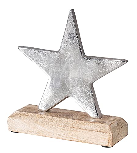 levandeo Stern 16x17cm Metall Mango Silber Braun Tischdeko Holz Metallstern Dekoration Deko Aufsteller Weihnachten Wohndekoration Geschenk von levandeo