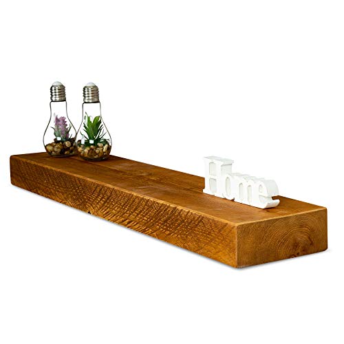 levandeo Wandregal Holz Massiv 100x20cm Teak Farbig Wandboard Vintage Rustikal Design Natur Regal Bord von levandeo