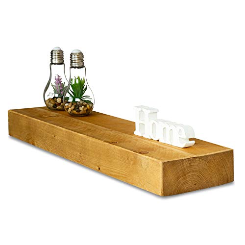 levandeo Wandregal Holz Massiv 80x20cm Eiche Farbig Wandboard Vintage Rustikal Design Natur Regal von levandeo