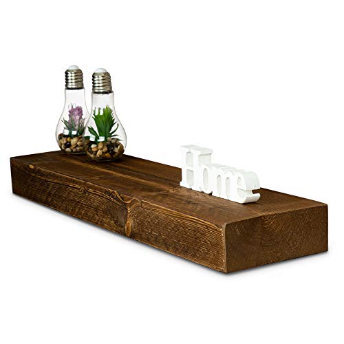 levandeo Wandregal Holz Massiv 80x20cm Nussbaum Farbig Wandboard Vintage Rustikal Design Natur Regal von levandeo