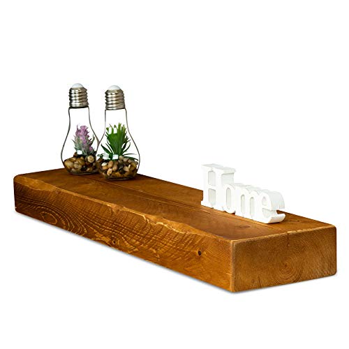 levandeo Wandregal Holz Massiv 80x20cm Teak Farbig Wandboard Vintage Rustikal Design Natur Regal Bord von levandeo