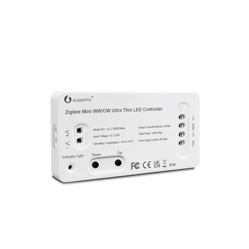 LIGHTEU®, GLEDOPTO Zigbee CCT WW/CW ultradünner LED-Controller Dual White Alexa Voice/Hub APP/Fernbedienung DC5-24V, GL-C-006P(mini) von lighteu