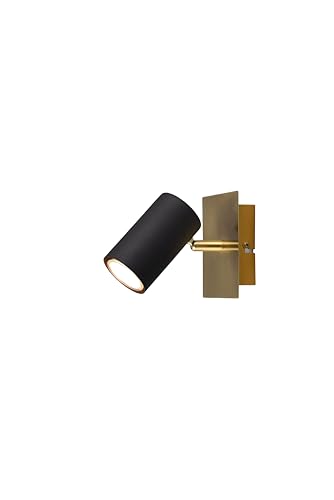 lightling modern Wandspot Julie, 1-flammige Wandlampe innen, Wandstrahler, Wandfluter Wandleuchte Leselampe Bilderleuchte, schwarz gold Metall, 1 x GU10 max. 25W, 12 x 16 cm von lightling