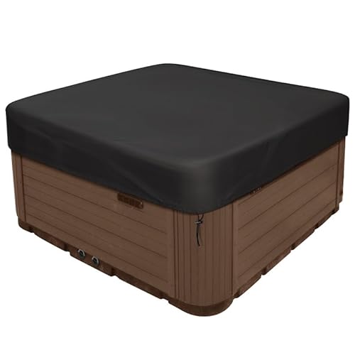 Quadratische Whirlpool-Abdeckung, Terrasse, Outdoor, 420D, strapazierfähig, wasserdicht, UV-Schutz, Spa, harte Abdeckungen für Whirlpool, 214,6 x 214,6 x 30,5 cm, Schwarz von lihtsofty