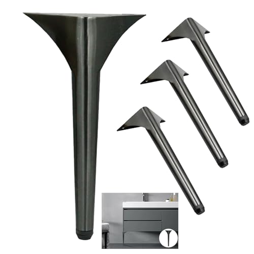 limiao123 Schränkebeine 4 Pcs Verstellbare Möbelfüsse,Metall Teetisch Metallfuß Ersetzen Stützfüße für Schrank Couchtisch TV Schränke Schubladen Nachttisch (15cm(5.9in),Black) von limiao123