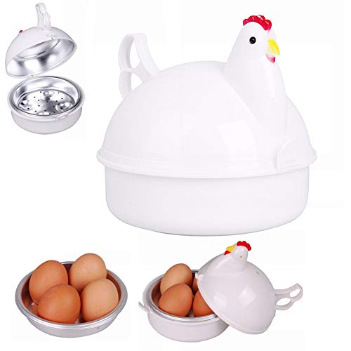 linjunddd 1pc Netter Mikrowelle Eierkocher Huhn Form Mikrowelle Eierkocher Für Harte Oder Weiche Gekochte Eier (für 4 Eier) von linjunddd