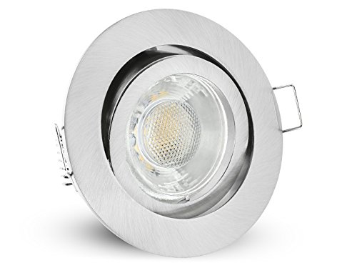 linovum LED Decken Einbauleuchte rund schwenkbar Edelstahl Optik | Einbaustrahler mit 6W warmweiß Spot inkl. GU10 Fassung von linovum