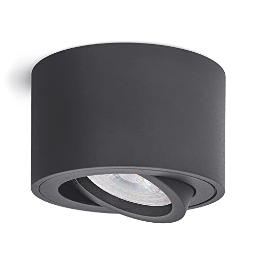 linovum SMOL Aufbau Deckenleuchte klein rund flach schwenkbar in anthrazit grau inkl. LED Modul warmweiß Aufbauspot von linovum