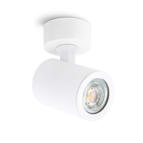 linovum TENJO Wandstrahler Spot Decke weiß rund mit GU10 LED 6W warmweiß - 230V Deckenspot Innen schwenkbar drehbar für Innen von linovum