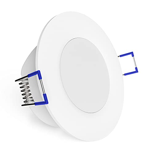 linovum WEEVO dimmbare LED Bad Einbaustrahler IP44-6,5W warmweiß - runde Deckenstrahler 230V mit extra flachem Einbau 29mm von linovum