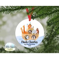 Arche Noah Weihnachtsschmuck, First Christmas Ornament, 1st Mein Erstes Weihnachten, Personalisiertes Andenken von littlechickypaperie